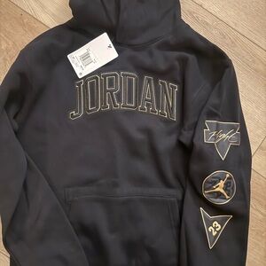 Jordan Black Hoodie with Gold Trim and Sleeve Patches